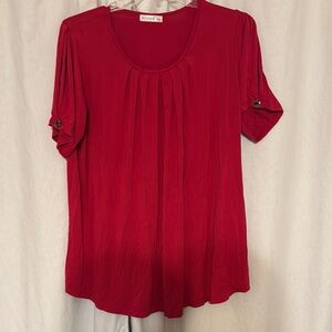 Vibrant Red Relaxed Pleated Blouse